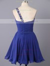 One Shoulder Short/Mini Chiffon Crystal Detailing Vintage Royal Blue Prom Dress #LDB02041941
