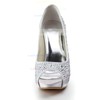 Women's Satin with Crystal Stiletto Heel Pumps Peep Toe Platform #LDB03030177