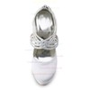 Women's Satin with Ribbon Tie Crystal Stiletto Heel Pumps Closed Toe Platform #LDB03030181