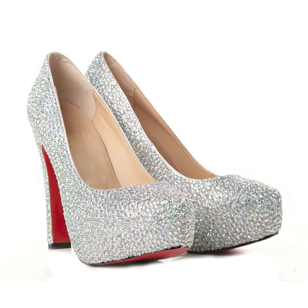 Women's Multi-color Suede Pumps/Closed Toe/Platform with Crystal #LDB03030193
