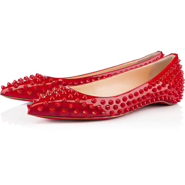 Women's Red Patent Leather Flats with Others