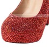 Women's Red Suede Pumps/Closed Toe/Platform with Crystal #LDB03030198