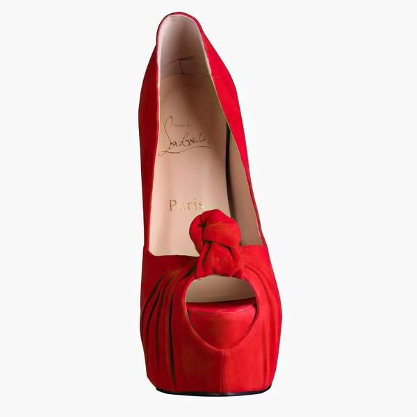 Women's Red Suede Platform/Peep Toe/Pumps with Ruched