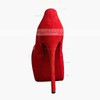 Women's Red Suede Platform/Peep Toe/Pumps with Ruched #LDB03030205
