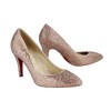 Women's Champagne Suede Closed Toe/Pumps with Crystal/Sparkling Glitter/Crystal Heel #LDB03030213