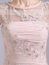 Newest Scoop Neck Pleats and Appliques Short/Mini Pink Chiffon Tulle Prom Dresses #LDB02042233