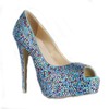 Women's Multi-color Suede Pumps/Peep Toe/Platform with Crystal Heel/Sparkling Glitter #LDB03030227