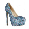 Women's Multi-color Suede Pumps/Closed Toe/Platform with Crystal Heel/Sparkling Glitter #LDB03030228