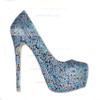 Women's Multi-color Suede Pumps/Closed Toe/Platform with Crystal Heel/Sparkling Glitter #LDB03030228
