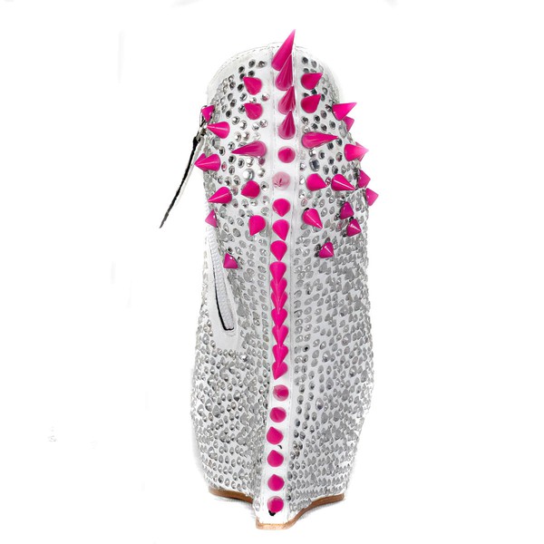 Women's Ivory Satin Peep Toe/Wedges with Crystal/Crystal Heel #LDB03030231