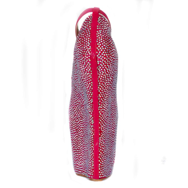 Women's Fuchsia Cloth Peep Toe/Platform/Wedges with Crystal #LDB03030232