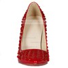 Women's Red Patent Leather Pumps/Closed Toe with Crystal #LDB03030234
