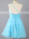 Cute Blue Tulle with Beading Short/Mini One Shoulder Prom Dresses #LDB02042285