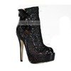 Women's Black Lace Peep Toe/Boots with Bowknot #LDB03030235