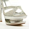 Women's Silver Suede Sandals/Peep Toe/Platform with Buckle/Crystal/Crystal Heel #LDB03030237