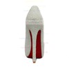 Women's White Suede Pumps/Closed Toe/Platform with Imitation Pearl #LDB03030238