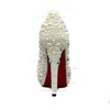 Women's White Suede Pumps/Closed Toe/Platform with Crystal/Pearl #LDB03030239