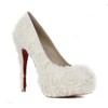 Women's White Suede Pumps/Closed Toe/Platform with Flower #LDB03030241
