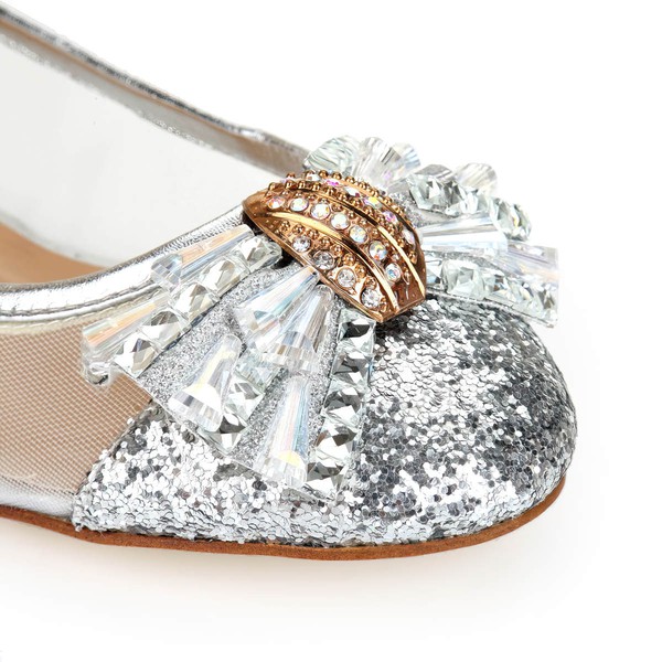 Women's Silver Suede Closed Toe/Flats with Sequin/Crystal/Others