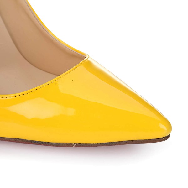 Women's Yellow Patent Leather Pumps/Closed Toe