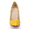 Women's Yellow Patent Leather Pumps/Closed Toe #LDB03030248