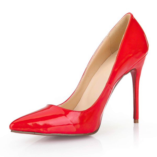 Women's Red Patent Leather Pumps/Closed Toe #LDB03030249