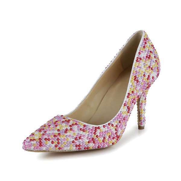 Women's Multi-color Patent Leather Closed Toe/Pumps with Imitation Pearl