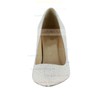 Women's White Patent Leather Pumps/Closed Toe with Pearl #LDB03030259