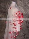 One-tier Ivory Cathedral Bridal Veils with Satin Flower #LDB03010061