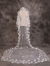 One-tier Ivory Cathedral Bridal Veils with Satin Flower #LDB03010071