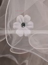 Two-tier Ivory Fingertip Bridal Veils with Rhinestones/Satin Flower #LDB03010072