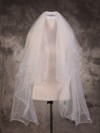 Two-tier Ivory Elbow Bridal Veils with Beading #LDB03010077