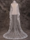 One-tier Ivory Cathedral Bridal Veils with Applique #LDB03010081