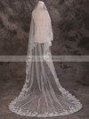 One-tier Ivory Cathedral Bridal Veils with Applique #LDB03010081