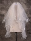 Two-tier Ivory Elbow Bridal Veils with Sequin/Satin Flower #LDB03010082
