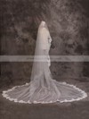 One-tier Ivory Cathedral Bridal Veils with Applique #LDB03010084