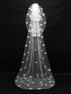 Three-tier Ivory Chapel Bridal Veils with Faux Pearl/Satin Flower #LDB03010091