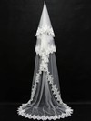 Three-tier Ivory Chapel Bridal Veils with Applique #LDB03010093