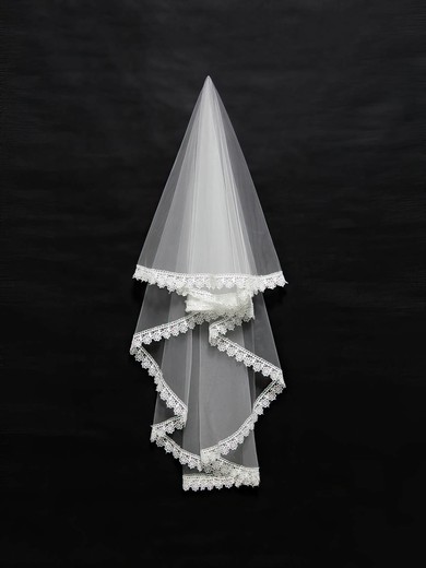 Two-tier Ivory Shoulder Veils with Applique #LDB03010095