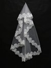 One-tier White/Ivory Waltz Bridal Veils with Applique #LDB03010099