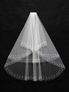 Two-tier White/Ivory Elbow Bridal Veils with Beading/Faux Pearl #LDB03010102