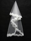 One-tier White/Ivory Waltz Bridal Veils with Lace #LDB03010103