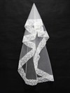 One-tier White/Ivory Elbow Bridal Veils with Lace #LDB03010111