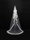 One-tier White/Ivory Chapel Bridal Veils with Beading #LDB03010120