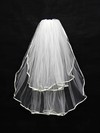 Two-tier White/Ivory Elbow Bridal Veils with Ribbon #LDB03010122