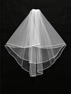 Two-tier White/Ivory Elbow Bridal Veils with Ribbon/Faux Pearl #LDB03010130