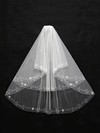 Two-tier White/Ivory Elbow Bridal Veils with Beading #LDB03010131
