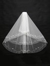 Two-tier White/Ivory Elbow Bridal Veils with Beading #LDB03010137