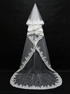 Four-tier White/Ivory Chapel Bridal Veils with Applique #LDB03010143