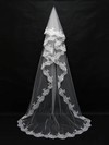 Four-tier White/Ivory Chapel Bridal Veils with Embroidery #LDB03010149